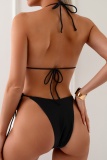 Sexy Solid Bandage Backless Hot Drill Swimwears (With Paddings)