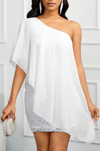 Casual Solid Patchwork Backless Oblique Collar Wrapped Skirt Dresses