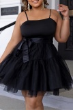 Sexy Solid Backless Spaghetti Strap Ball Gown Plus Size Dresses