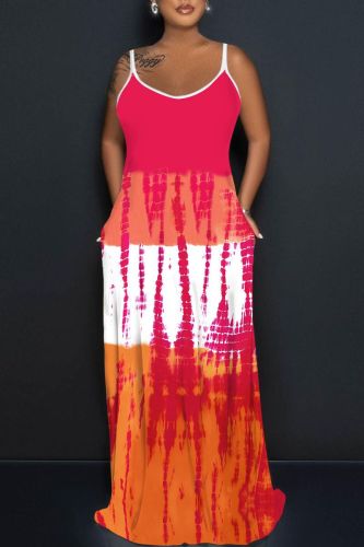 Sexy Casual Print Backless Spaghetti Strap Long Dress Dresses