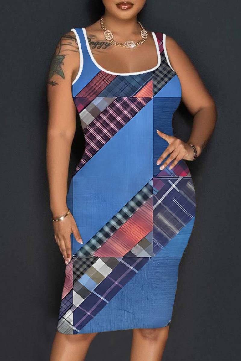 Casual Print Backless U Neck Vest Dress Dresses(3 Colors)