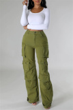 Casual Solid Patchwork Regular High Waist Conventional Solid Color Trousers