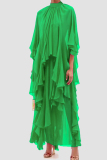 Casual Solid Patchwork Asymmetrical Half A Turtleneck Long Dress Dresses