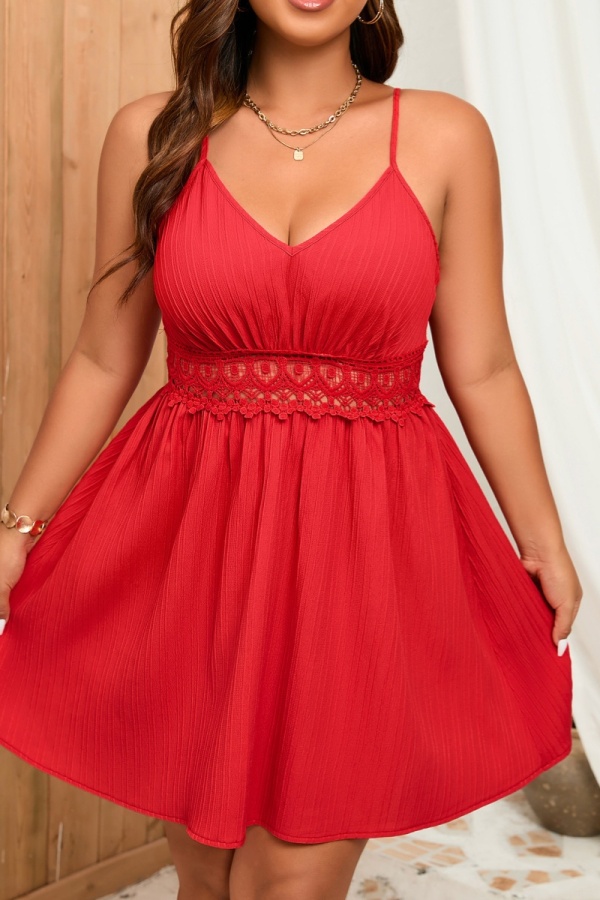 Sexy Casual Solid Backless V Neck Sling Dress Plus Size Dresses