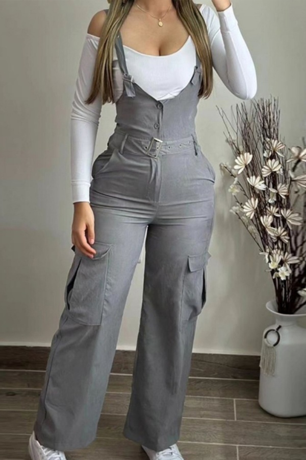 Casual Solid Backless Spaghetti Strap Skinny Jumpsuits (Without Tops)