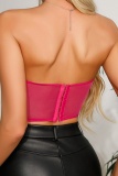 Sexy Casual Solid See-through Backless Strapless Tops (Without Paddings)