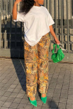 Casual Print Basic Regular High Waist Conventional Full Print Trousers (Subject To The Actual Object)