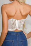 Sexy Embroidery Backless Strapless Tops (Without Paddings)