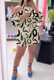 Casual Street Daily Elegant Vacation Simplicity Mixed Printing Printing Contrast Halter Dresses
