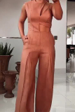 Casual Solid Asymmetrical O Neck Regular Jumpsuits