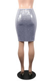 Apricot Sequin Patchwork Hip skirt