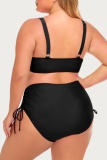 Sexy Print Solid Backless V Neck Plus Size Swimwear (With Paddings)
