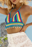 Rainbow Color Sexy Knit Tassel Bikini Frenulum Swimwears Beach