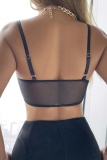 Sexy Casual Solid See-through Backless Spaghetti Strap Tops