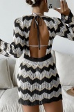 Sexy Patchwork Hollowed Out See-through Contrast Swimwears Cover Up
