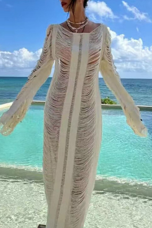 Sexy Solid See-through Backless Swimwears Cover Up
