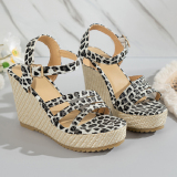 Casual Patchwork Fish Mouth Out Door Wedges Shoes (Heel Height 3.93in)