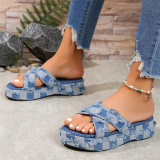 Casual Patchwork Round Comfortable Wedges Shoes (Heel Height 1.37in)