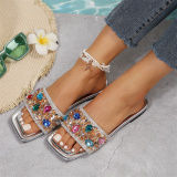 Casual Patchwork Rhinestone Square Comfortable Shoes