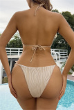 Solid Bandage Hollowed Out Backless Swimwears (With Paddings)