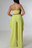 Sexy Casual Solid Backless Asymmetrical Spaghetti Strap Sleeveless Two Pieces