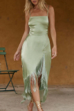 Sexy Solid Bandage Asymmetrical Strapless Irregular Dress Dresses