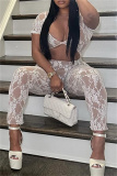 Sexy Solid Hollowed Out See-through V Neck Skinny Jumpsuits