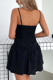 Sexy Solid Backless Flounce Strapless Sling Dress Dresses
