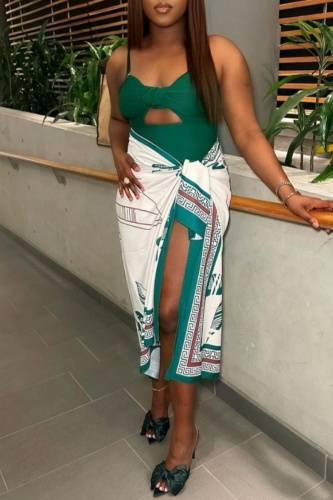 Sexy Print Hollowed Out Backless Swimwears (With Paddings)