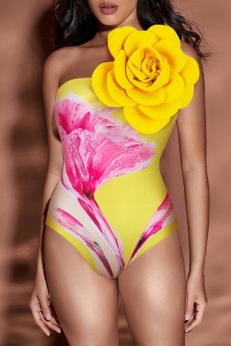 Sexy Print Patchwork Backless Swimwears