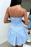 Sexy Solid Backless Flounce Strapless Sling Dress Dresses