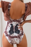 Sexy Print See-through Backless Swimwears (With Paddings)