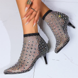 Casual Hollowed Out Patchwork Rhinestone Pointed Out Door Shoes (Heel Height 2.75in)