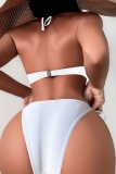 Sexy Solid Bandage Backless Pearl Swimwears
