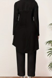Casual Solid Patchwork Asymmetrical Turndown Collar Long Sleeve Two Pieces