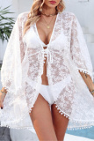 Sexy Solid Patchwork Frenulum See-through Swimwears Cover Up