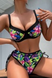 Sexy Print Frenulum Backless Swimwears (With Paddings)