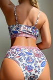 Sexy Print Patchwork Backless Swimwears (With Paddings)