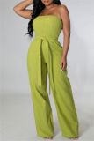 Orange Fashion Casual Solid Backless Strapless Regular Jumpsuits