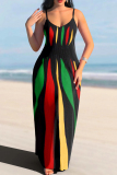 Sexy Casual Print Backless Spaghetti Strap Long Dresses