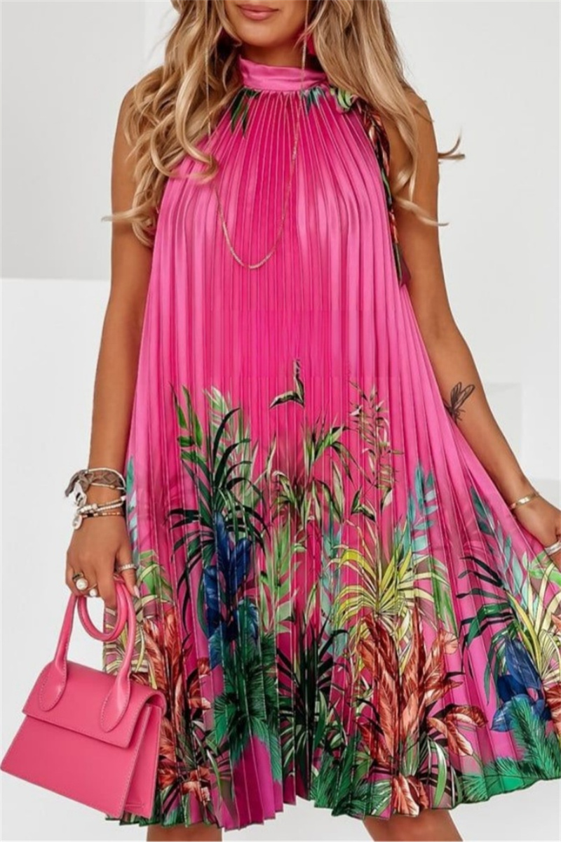Sweet Solid Patchwork Frenulum Half A Turtleneck Sleeveless Dress Dresses
