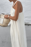 Casual Simplicity Solid Fold Halter Sleeveless Dresses