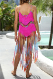 Sexy Patchwork Tassel Hollowed Out Weave Swimwears Cover Up
