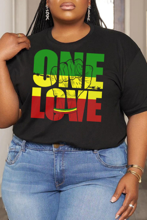 Rainbow Letter One Love Round Neck Plus Size T-shirts Tops Tees