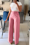 Casual Solid Patchwork Zipper Straight High Waist Wide Leg Solid Color Bottoms