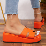 Casual Patchwork Contrast Square Comfortable Out Door Wedges Shoes (Heel Height 2.36in)