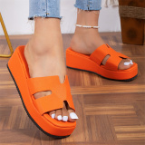 Casual Patchwork Contrast Square Comfortable Out Door Wedges Shoes (Heel Height 2.36in)