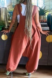 Casual Solid Patchwork Backless Spaghetti Strap Harlan Jumpsuits (Without Vest)