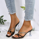 Casual Patchwork Solid Color Rhinestone Square Out Door Shoes (Heel Height 1.97in)