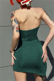 Sexy Solid Backless Slit Halter Sleeveless Dresses